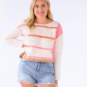 Boutique Striped Pink and Orange Women's Sweater